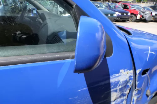 VW Golf 4 Bora manueller Spiegel vorne rechts Außenspiegel blau LW5Z Glas (180842)