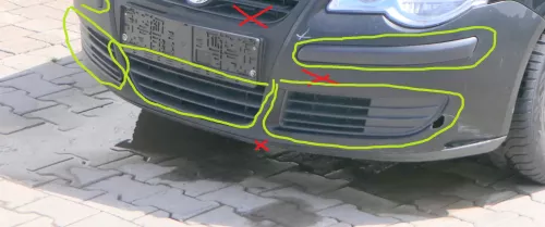 3x Stück Polo 9N3 Gitter in Stoßstange vorne Frontstoßstange Blende + 2x Blende