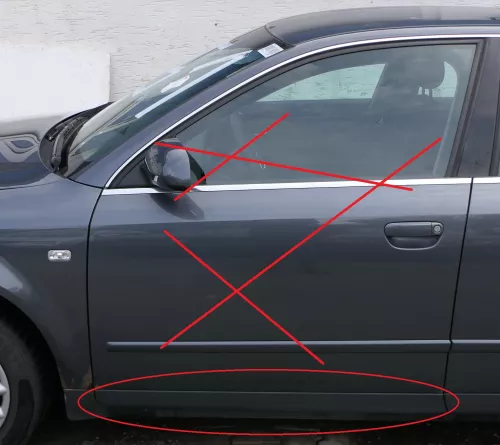 A4 B6 8E NUR Zierleiste Leiste Abdeckung Tür vorne links unten grau 8E0853959 (181392)