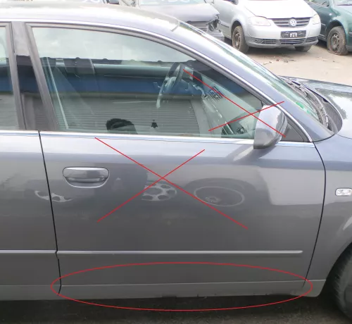 A4 B6 8E NUR Zierleiste Leiste Abdeckung Tür vorne rechts unten grau 8E0853960 (181393)