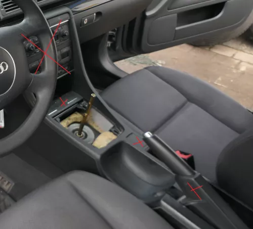 Audi A4 8E B6 B7 Mitteltunnel hinten Verkleidung um Handbremse Konsole schwarz K (181416)