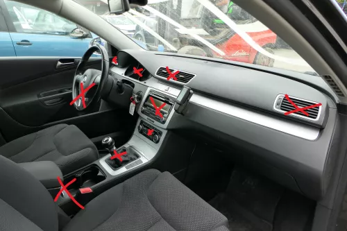 Passat 3C Mittelkonsole Verkleidung Klappe Abdeckung Dekor silber matt chrom Asc (181906)