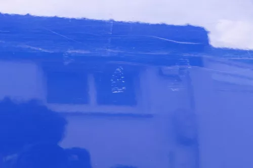 Skoda Fabia 5J Limousine Tür hinten rechts blau LF5K - Delle (182557)