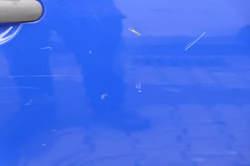 Skoda Fabia 5J Limousine Tür hinten rechts blau LF5K - Delle (182557)