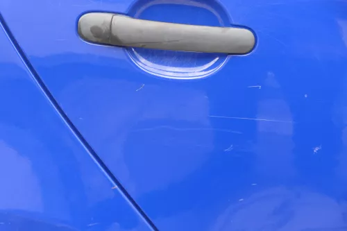 Skoda Fabia 5J Limousine Tür hinten rechts blau LF5K - Delle (182557)