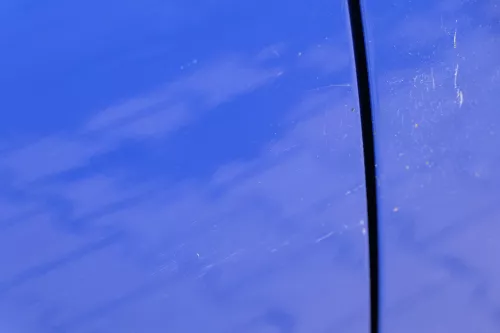 Skoda Fabia 5J Limousine Tür hinten rechts blau LF5K - Delle (182557)