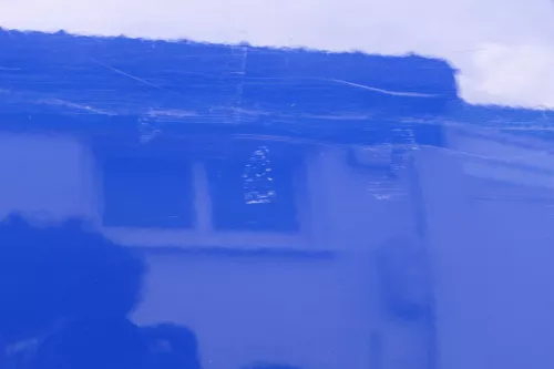 Skoda Fabia 5J Limousine Tür hinten rechts blau LF5K - Delle (182557)