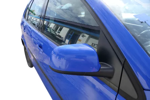 VW Polo 9N 9N3 manueller Spiegel Außenspiegel rechts vorne blau LA5F