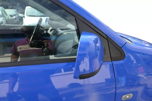 VW Polo 9N 9N3 manueller Spiegel Außenspiegel rechts vorne blau LA5F (182730)