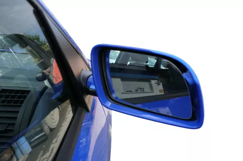 VW Polo 9N 9N3 manueller Spiegel Außenspiegel rechts vorne blau LA5F (182730)