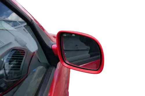 VW Polo 6N2 manueller Spiegel Außenspiegel links außen rot LP3G + Glas
