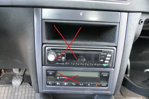 Golf 4 Bora Mittelkonsole Verkleidung um Radio 1j1858069G Dekor grau Türgriff