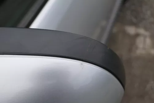 VW Fox 5Z manueller Spiegel Außenspiegel + Glas links silber grau LA7W (183546)