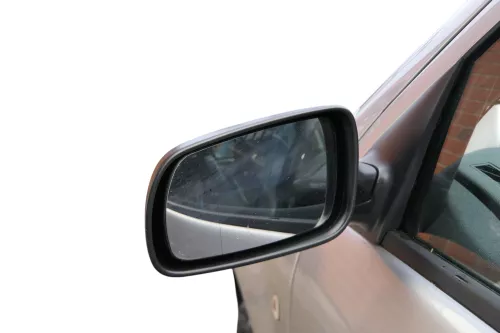 Skoda Fabia 6Y mechanischer Spiegel Außenspiegel links schwarz matt Glas (183662)