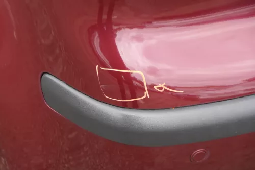 VW Polo 9N 9N3 Stoßstange Heckstoßstange hinten rot LC3R - Einparkhilfe PDC (183818)