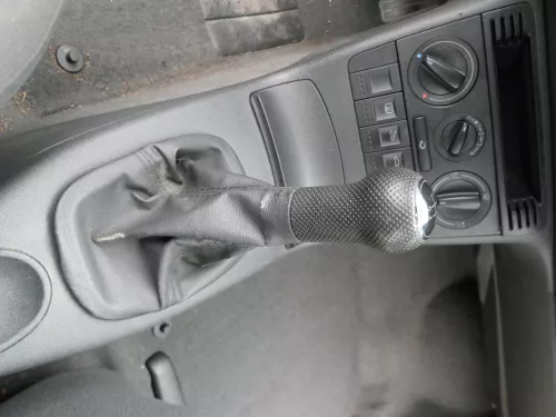 VW Lupo Polo 6N2 Schaltknauf Schaltsack Schaltung Schaltknüppel schwarz Leder (184663)