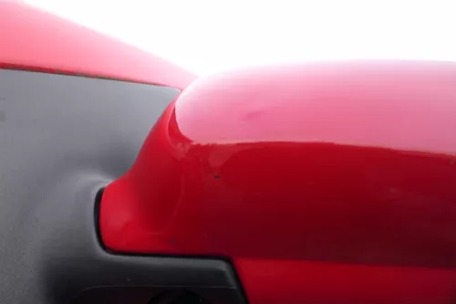 VW Polo 6N mechanisch manuell Spiegel Außenspiegel links rot LP3G (184676)