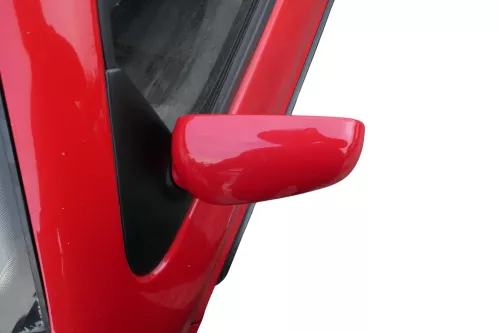 VW Polo 6N mechanisch manuell Spiegel Außenspiegel links rot LP3G (184676)