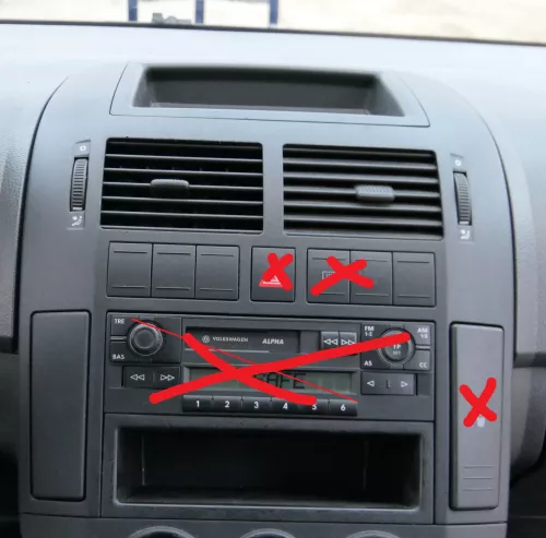 VW Polo 9N Mittelkonsole Verkleidung um Radio schwarz 6Q0858069AC