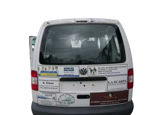 VW Caddy 2k Heckklappe mit Scheibe hinten weiß - LB9A OHNE Anbauteile