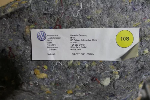 VW Up Seat Mii Teppich Innenteppich Innenraum Boden Innen Dämmung unten (119811)