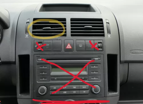 VW Polo 9N Mittelkonsole Verkleidung um Radio schwarz 6Q0858069AD /T