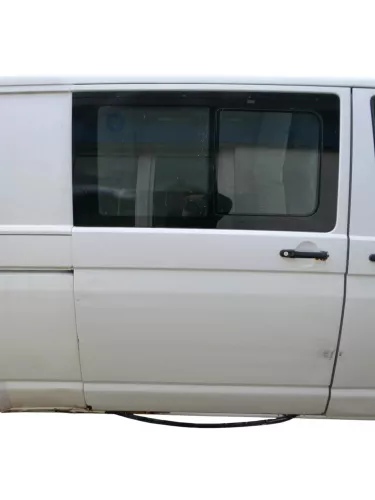 VW T5 Facelift T6 Tür rechts Schiebetür mit Scheibe weiß R902 Fenster - Delle
