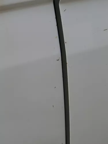 VW T5 Facelift T6 Tür rechts Schiebetür mit Scheibe weiß R902 Fenster - Delle (186916)