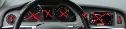 A6 4F Tacho Tachometer Abdeckung Verkleidung silber flex metallic R66 Blende (187038)