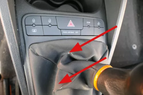 Ibiza 6J Schaltknauf Schaltsack Schaltknüppel Schalthebel 5-Gang Leder orange (200678)