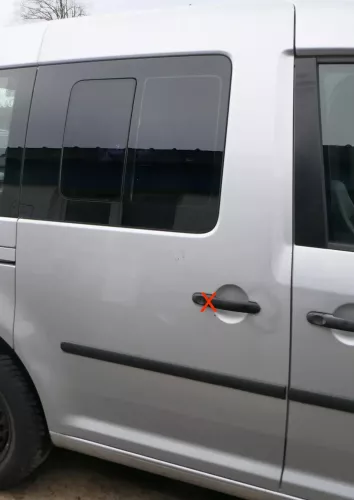 VW Caddy 3 2k Tür hinten rechts silber LA7W Schiebetür mit Scheibe