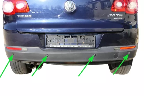 4x VW Tiguan Einparkhilfe PDC + Kabelbaum Parksensoren grau hinten