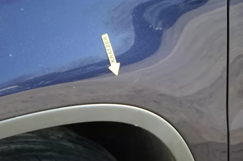 VW Tiguan Kotflügel vorne links original 5N0821105A + Leiste blau LH5X (201222)